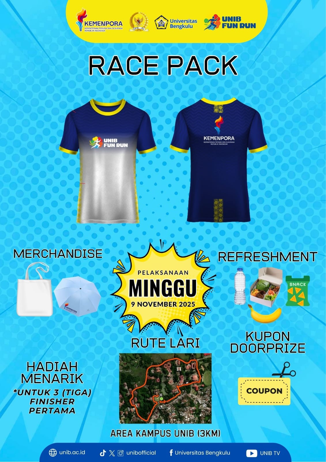 Dorong Gaya Hidup Sehat,  UNIB Gelar Fun Run 2025 Berkolaborasi  Dengan Kemenpora dan Komisi X DPR RI 