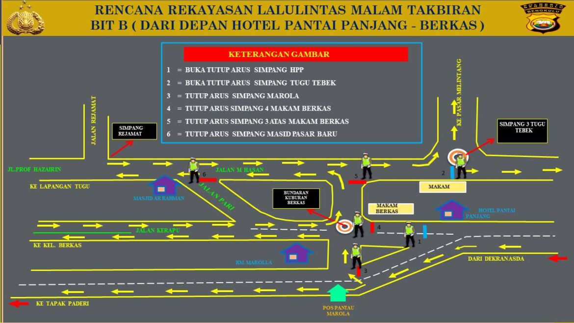 Malam Takbiran, Sejumlah Titik Jalan Raya dalam Kota Bengkulu Ditutup dan Dialihkan