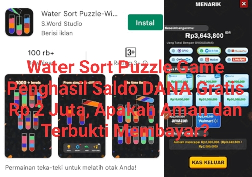 Game Penghasil Saldo DANA Rp 2 Juta, Water Sort Puzzle Apakah Aman dan Terbukti Membayar?