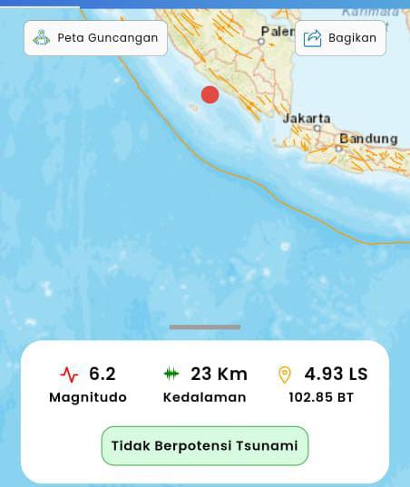 Pusat Gempa di Bengkulu Selatan, Dirasakan di 3 Provinsi