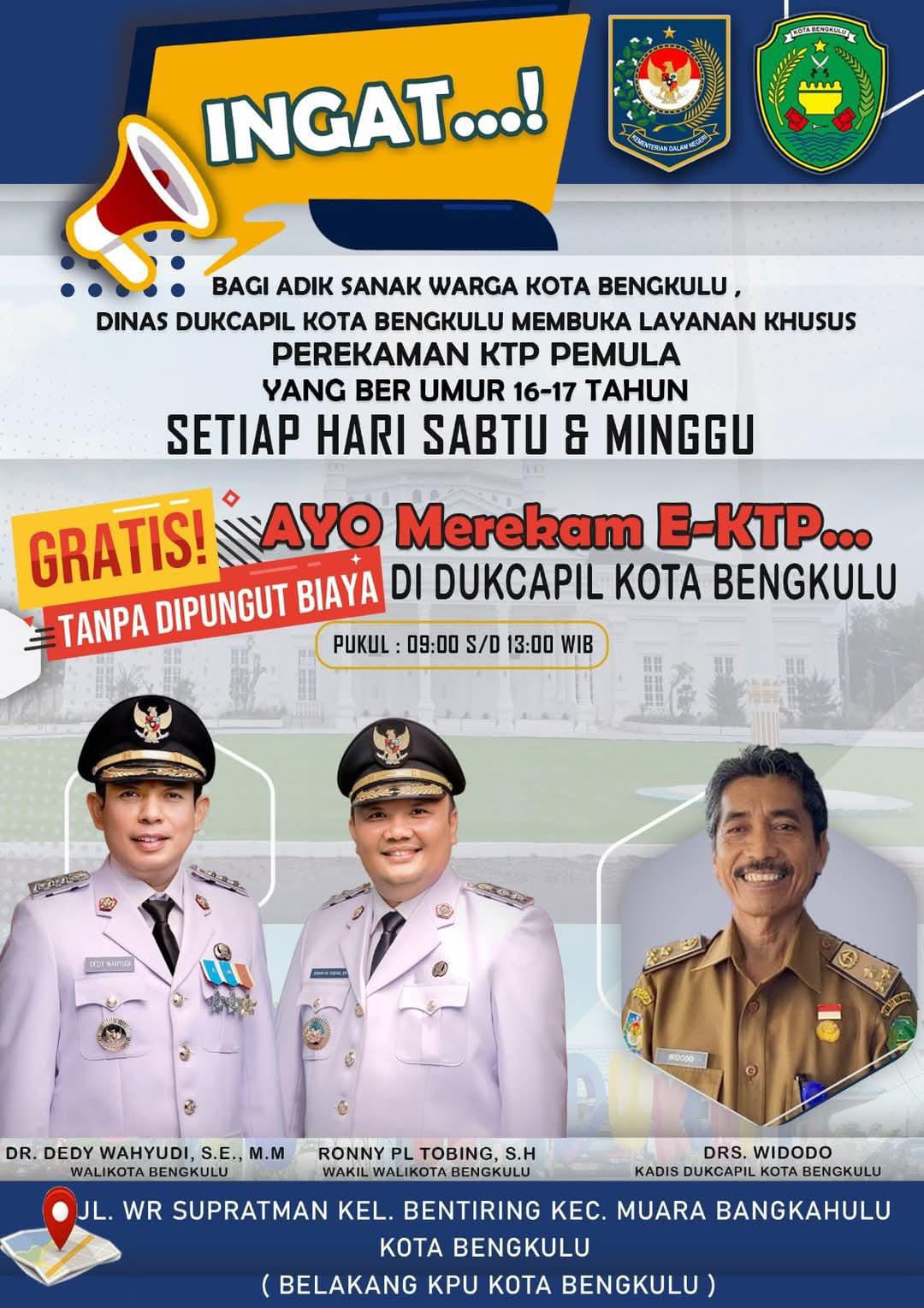 Maksimalkan Layanan Adminduk, Disdukcapil Kota Bengkulu Buka di Hari Libur