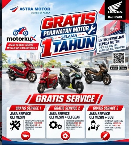 Beli Motor Honda Sekarang, Gratis Service dan Oli Selama 1 Tahun