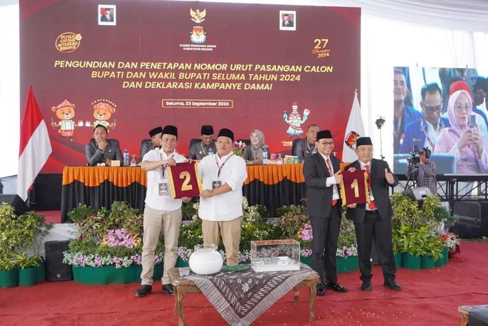 KPU Undi Nomor Urut Paslon Pilbup Seluma 2024: Teguh Nomor Urut 1, Erjon Nomor Urut 2