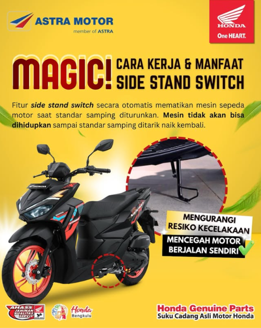 Makin Tenang Setiap Hari, Simak Manfaat Perlindungan Ekstra Side Stand Switch dari AHASS Bengkulu