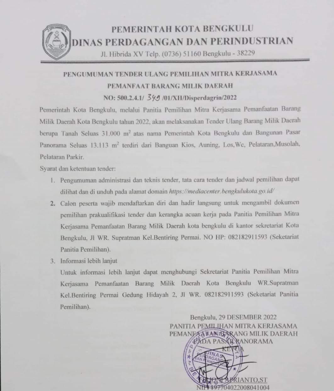 Pasar Panorama Ditender Ulang, Ini Jadwal Lelangnya Jika Berminat