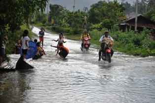 Jalan dan Belasan Rumah Terendam