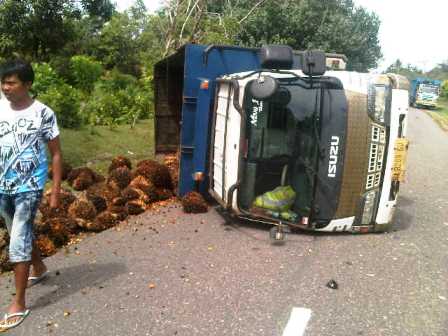 Elak Sapi, Truk Terbalik