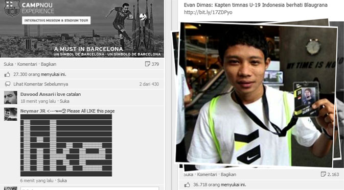 Evan Dimas Muncul di Facebook Barcelona