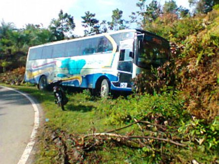 Bus ALS Tabrak Tebing