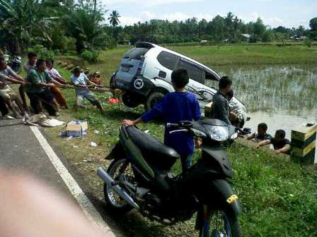 Avanza Terjun ke Sawah