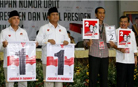 Prabowo-Hatta Nomor 1, Jokowi JK Nomor Urut 2