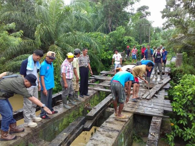 Gotong Royong Perbaiki Jembatan