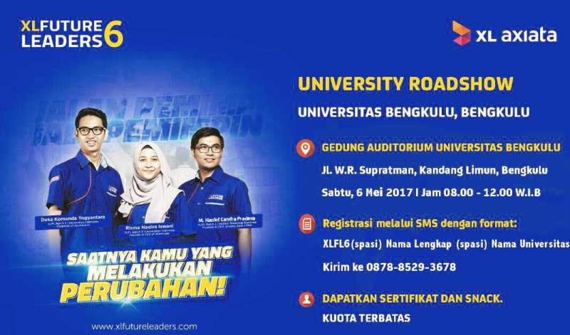Besok, University Roadshow XL Future Leaders Hadir di Unib