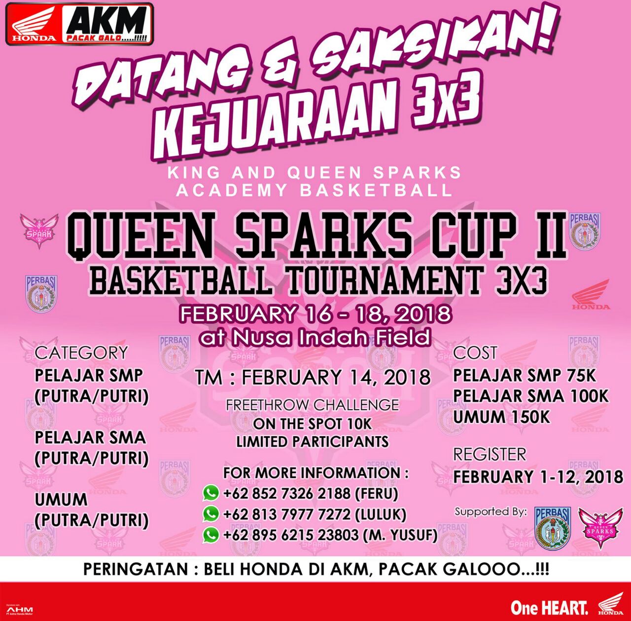 Datang dan Saksikan Turnamen Basketball 3×3 Queen Sparks Cup II