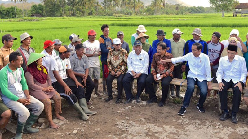 Presiden Jokowi Berdialog Dengan Petani di Lokasi Padat Karya Tunai Kabupaten Sumbawa