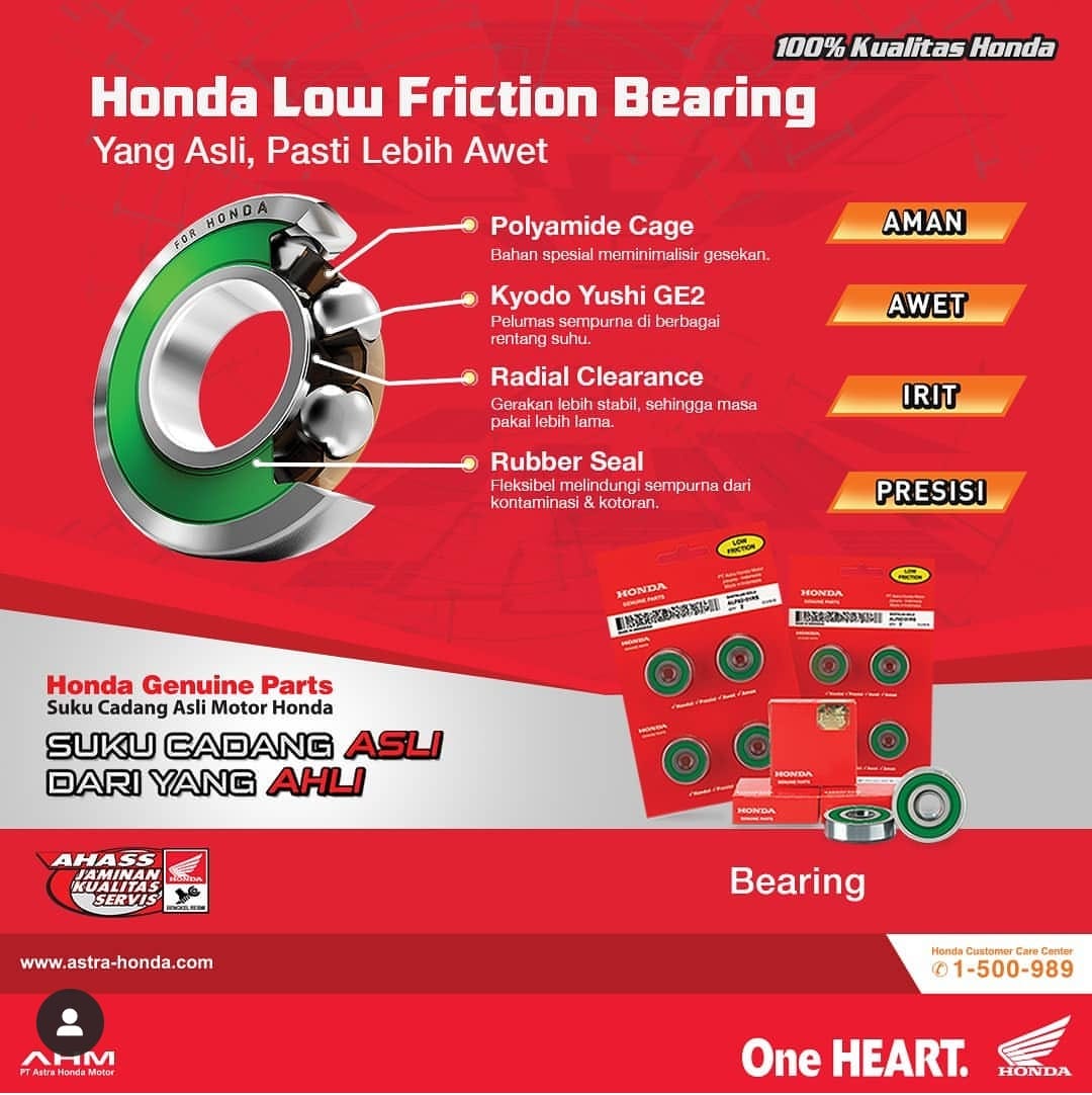 AHASS Kenalkan Produk Baru HGP Honda Low Friction Bearing.