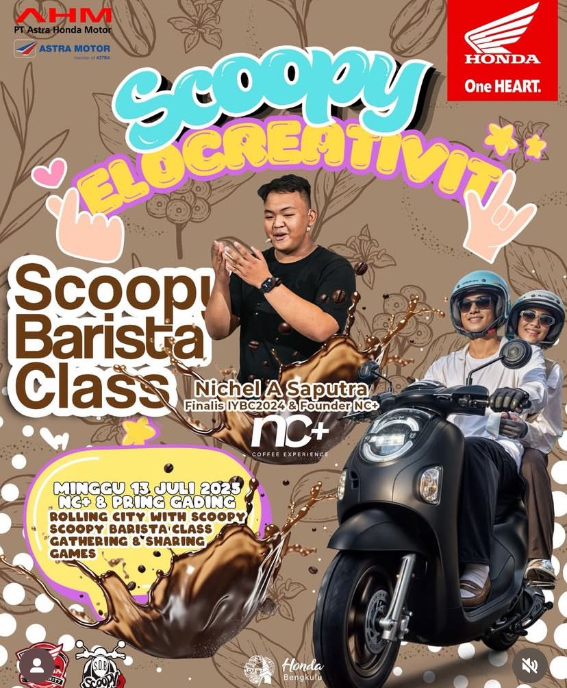 Astra Motor Bengkulu Gelar Scoopy Elocreativity, Angkat Passion Anak Muda Lewat Barista Class dan Rolling City