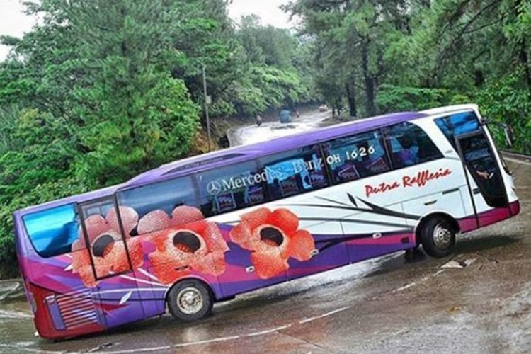 Bus Putra Rafflesia Bawa Santri dari Bengkulu Kecelakaan di Lampung