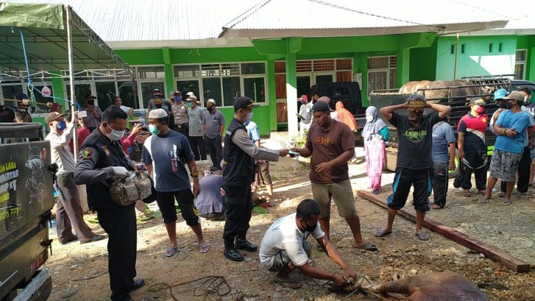 Satgas Aman Nusa II Pencegahan Covid-19 Polda Bengkulu Patroli Masjid Potong Hewan Kurban