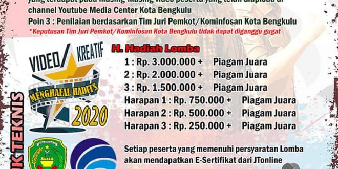 Ayo Meriahkan Lomba Video Kreatif Hafalan Hadits, Hadiahnya Jutaan