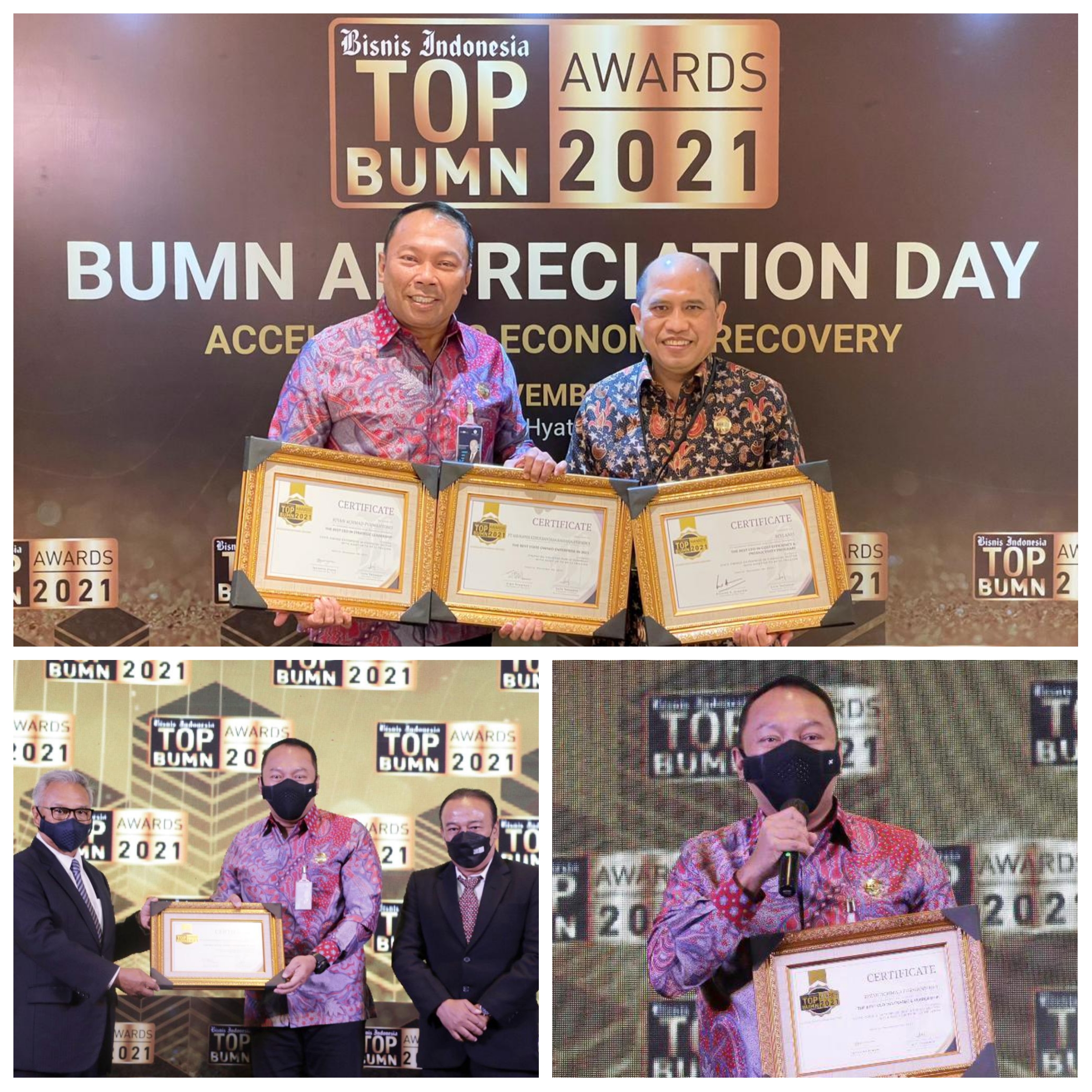 Dirut dan Dirkeu  Jasa Raharja Raih Penghargaan TOP BUMN Awards 2021 