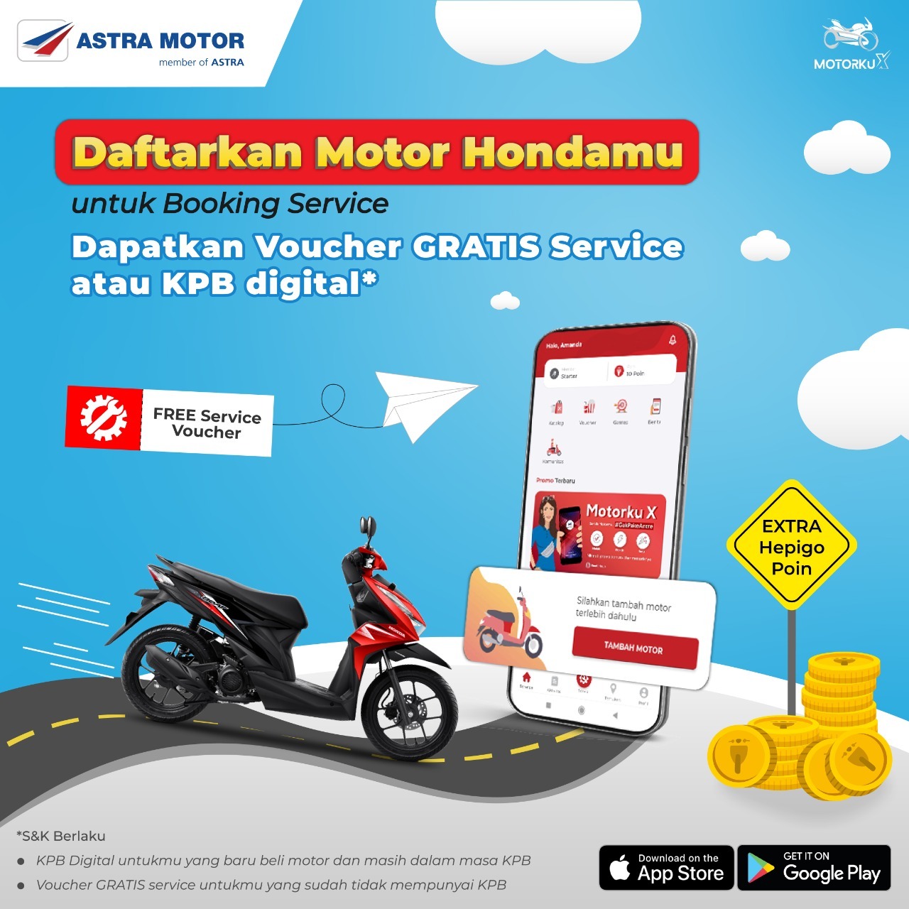 Daftarkan Motor di MotorkuX Dapatkan Voucher Service di AHASS