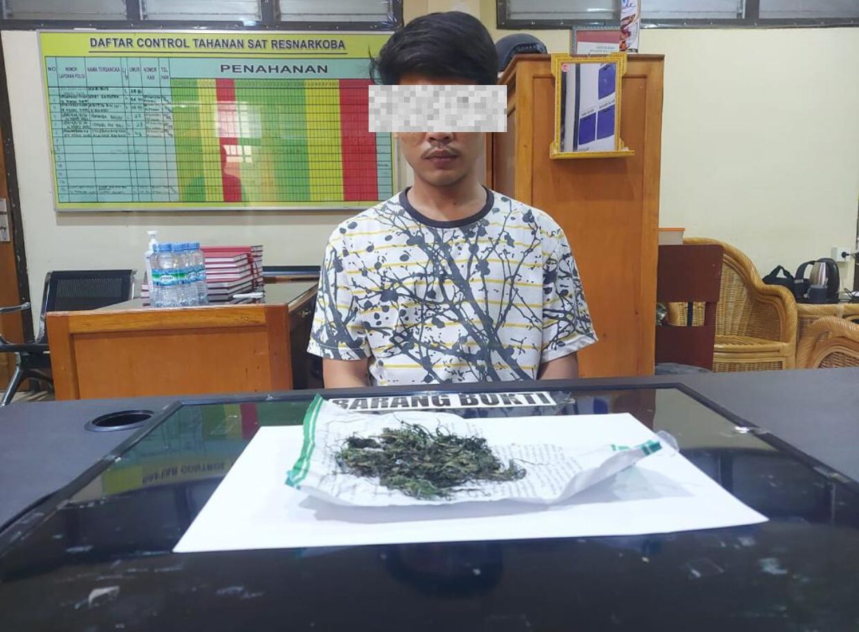 Terlibat Kejar-kejaran dengan Polisi, Pemuda Pembawa Ganja Ditangkap