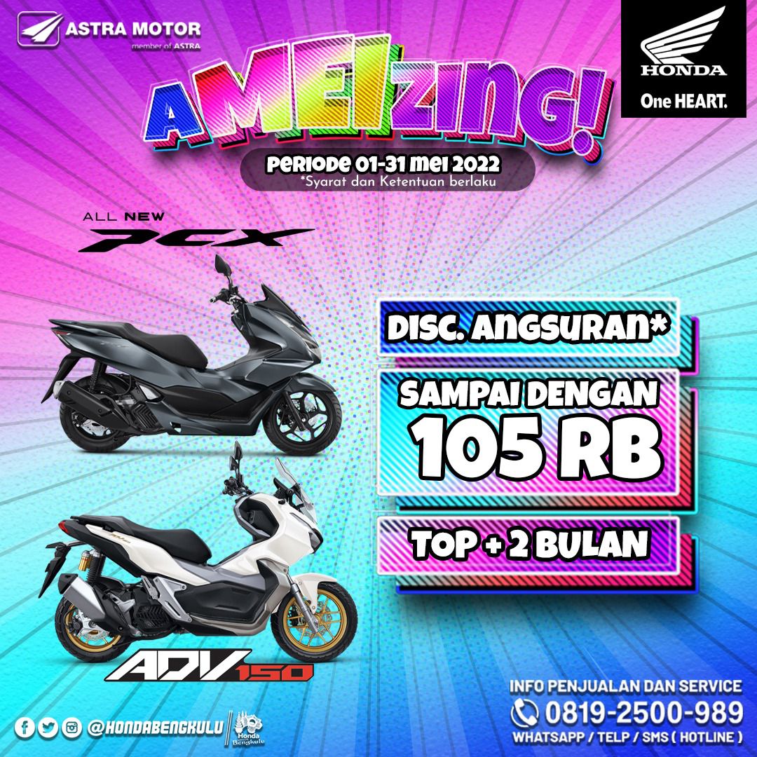 Beli Motor Honda All New PCX dan ADV 150, Ada Diskon dan Gratis Angsuran 2 Bulan