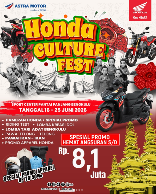 Honda Culture Fest 2026 Siap Meriahkan Bengkulu, Padukan Budaya Lokal dan Semangat Berkendara