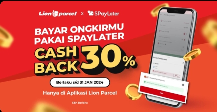 Kirim Paket Lion Parcel Bayar Pakai Shopee PayLater, Dapatkan Cashback Hingga 30%