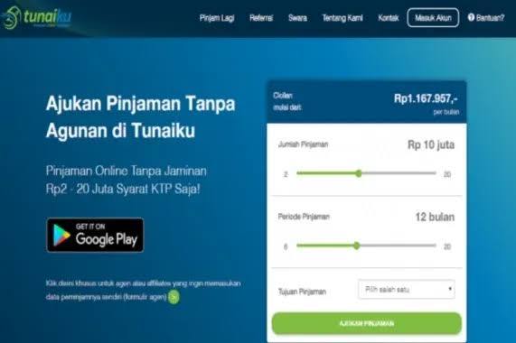 Tunaiku, Pinjaman Online Tanpa Agunan Untuk Tambahan Modal Usaha, Limit hingga Rp 20 juta Proses Cepat