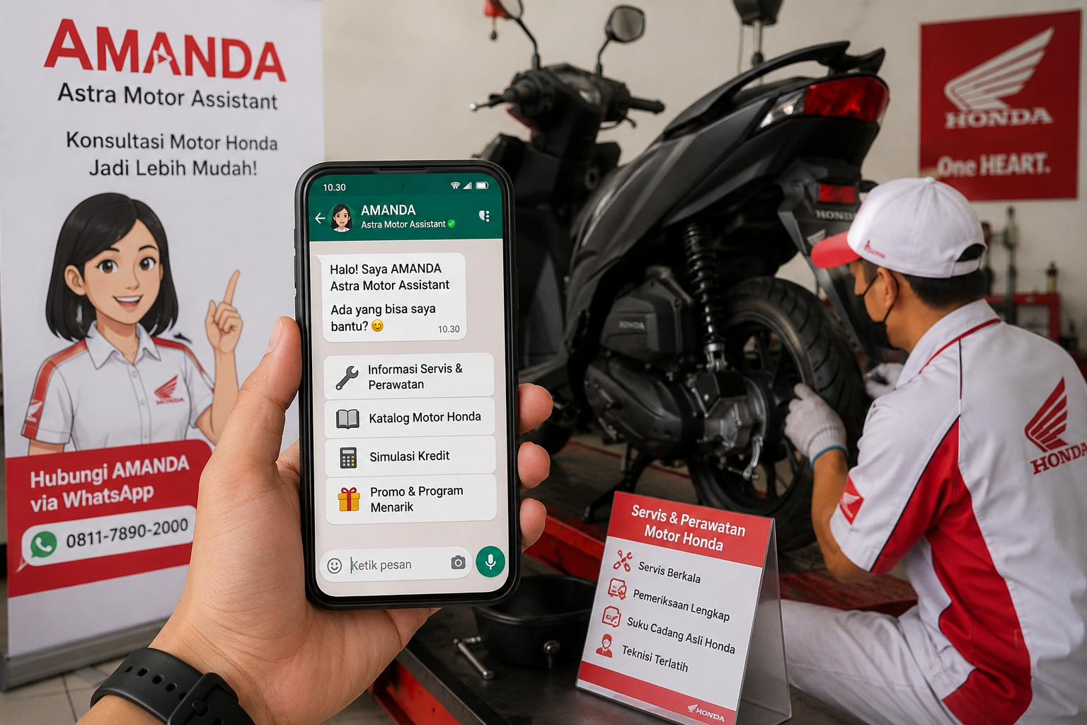 Servis dan Perawatan Motor Honda Kini Lebih Mudah dengan Bantuan AMANDA