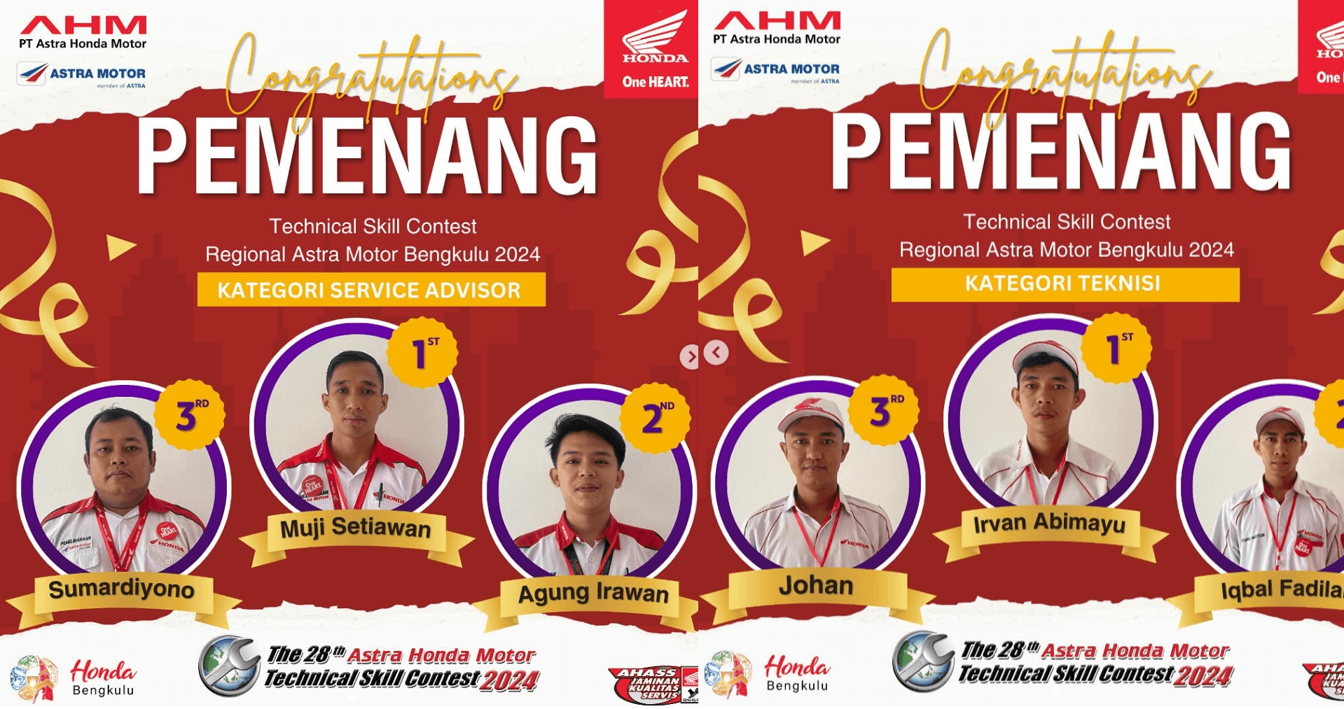 Inilah Pemenang Astra Honda Technical Skill Contest AHASS se-Provinsi Bengkulu