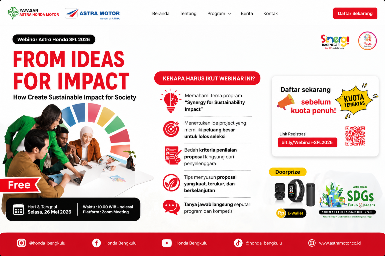 Astra Motor Bengkulu Ajak Mahasiswa Ikuti Webinar Astra Honda SFL 2026