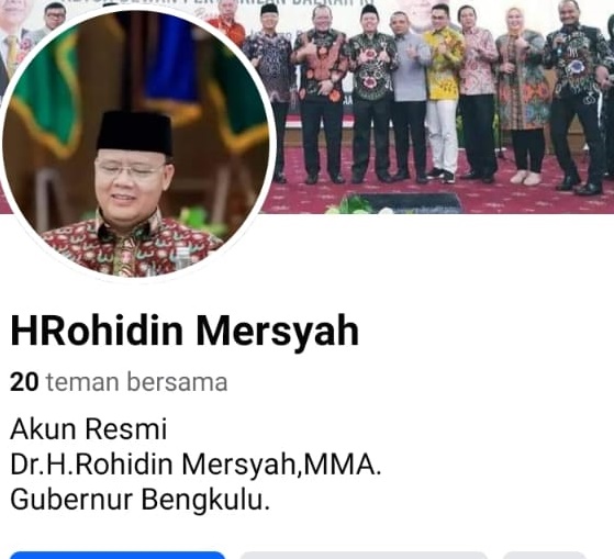 Marak Akun FB Palsu Gubernur Rohidin, Kadis Kominfotik Provinsi Bengkulu Imbau Masyarakat Jangan Tertipu