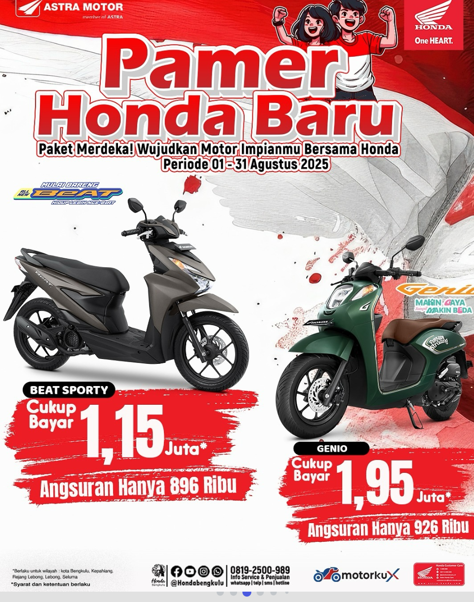 DP Rp 1 Jutaan Sudah Punya Motor Baru, Honda Tawarkan Paket Kemerdekaan