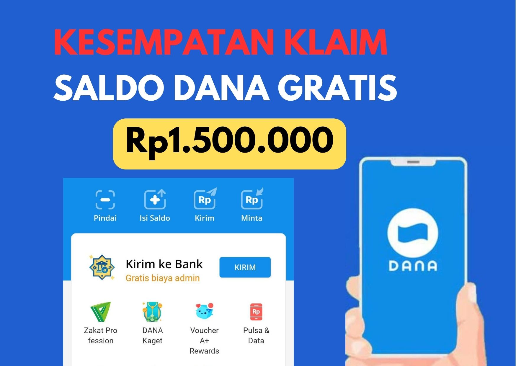  Kesempatan Klaim Saldo DANA Gratis Rp1.500.000 Cair ke E-Wallet! Begini Caranya