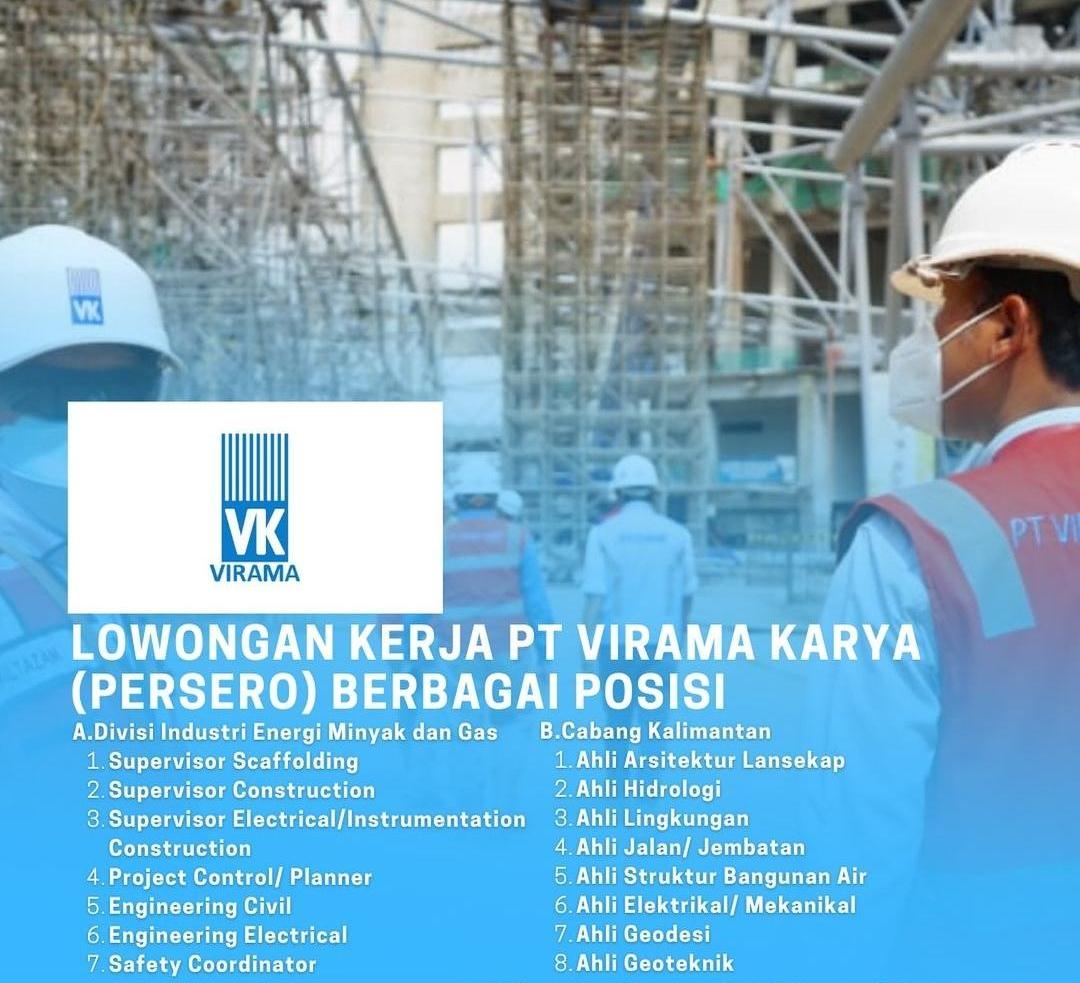 PT Virama Karya (Persero) Buka Lowongan Kerja, Berikut Posisi yang Dibutuhkan