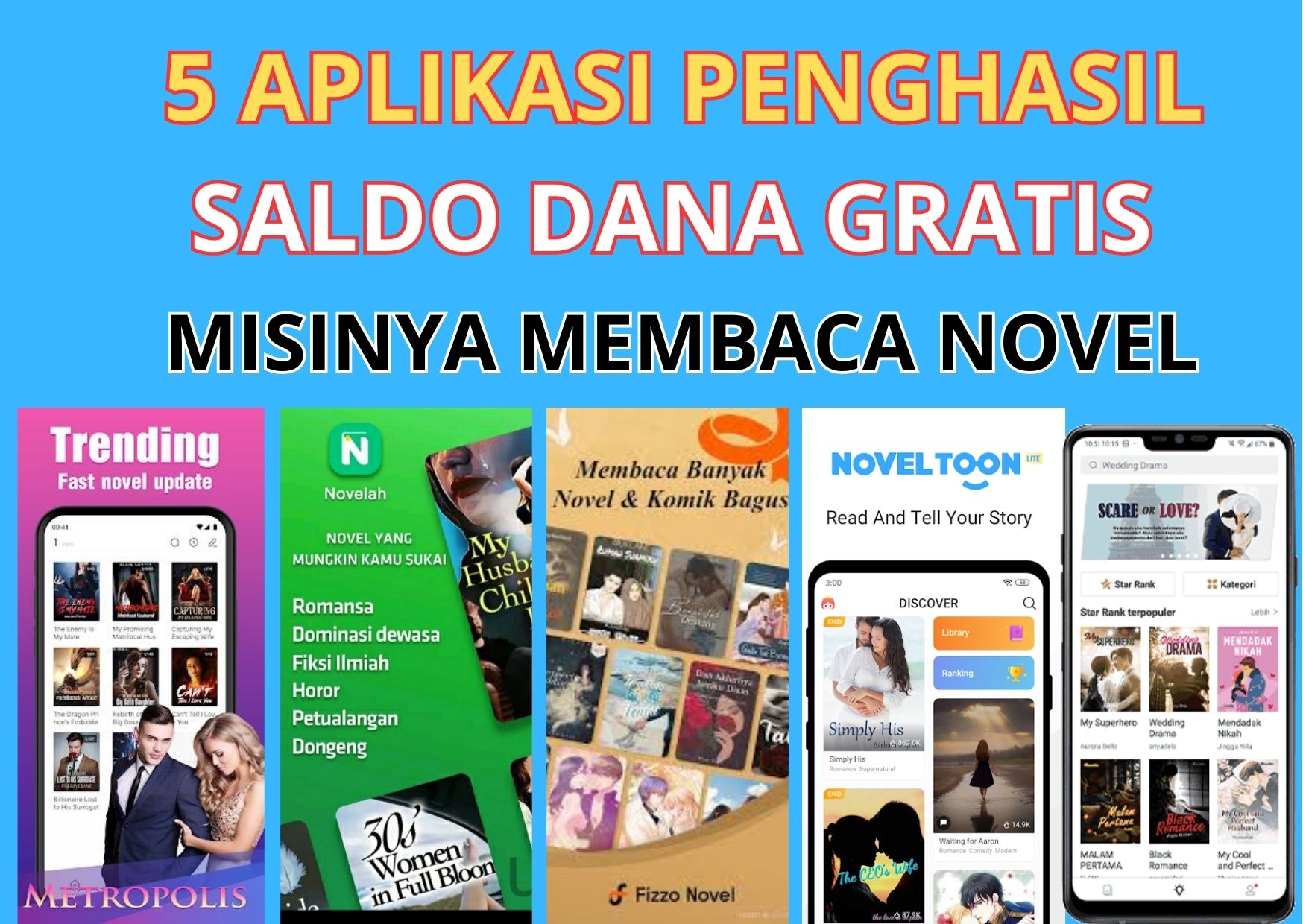 5 Aplikasi Penghasil Saldo DANA Gratis dari Misi Membaca Novel