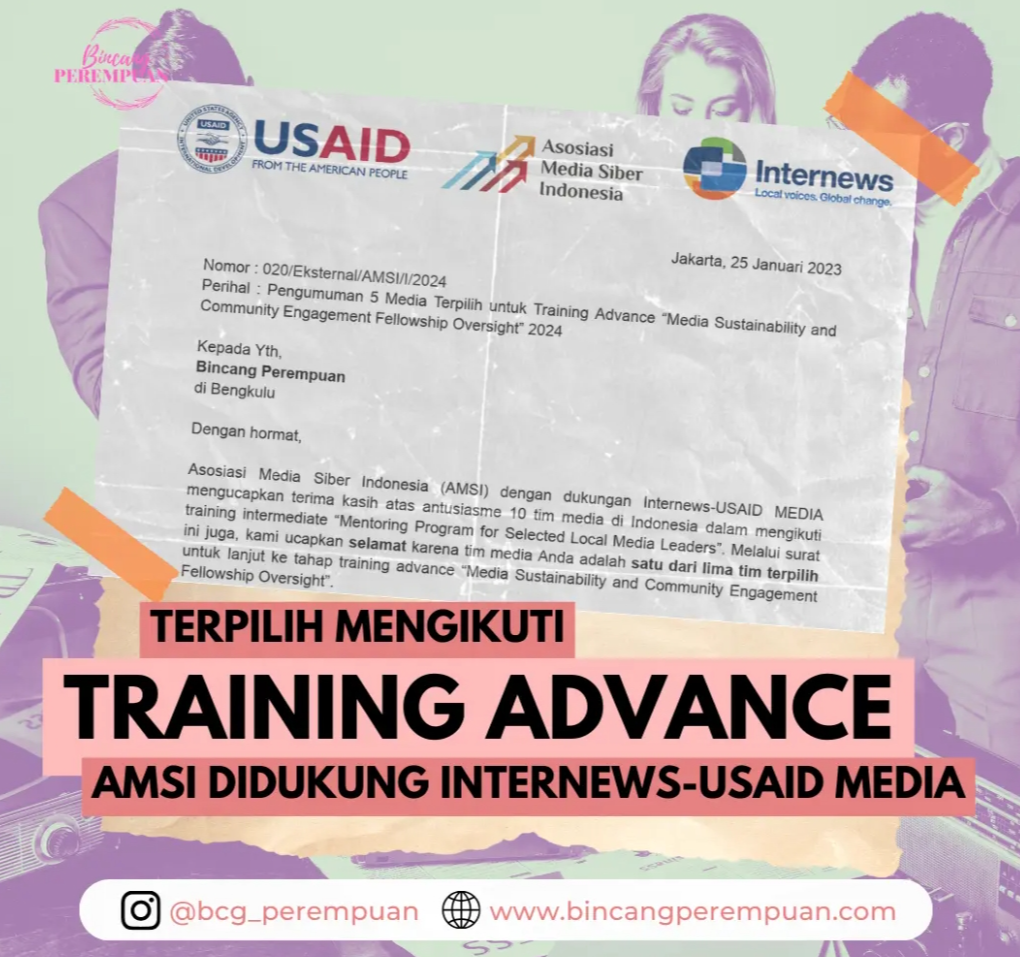 Media Lokal Bincang Perempuan Terpilih Mengikuti  Training Advance AMSI Didukung Internews-USAID MEDIA