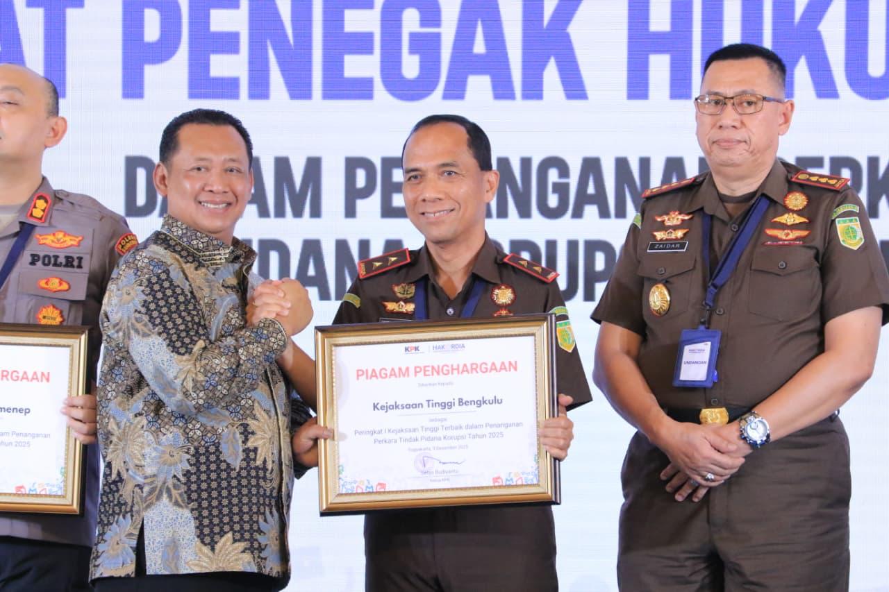 KPK Nobatkan Kejati Bengkulu sebagai Kejaksaan Terbaik Penanganan Tipikor 2025