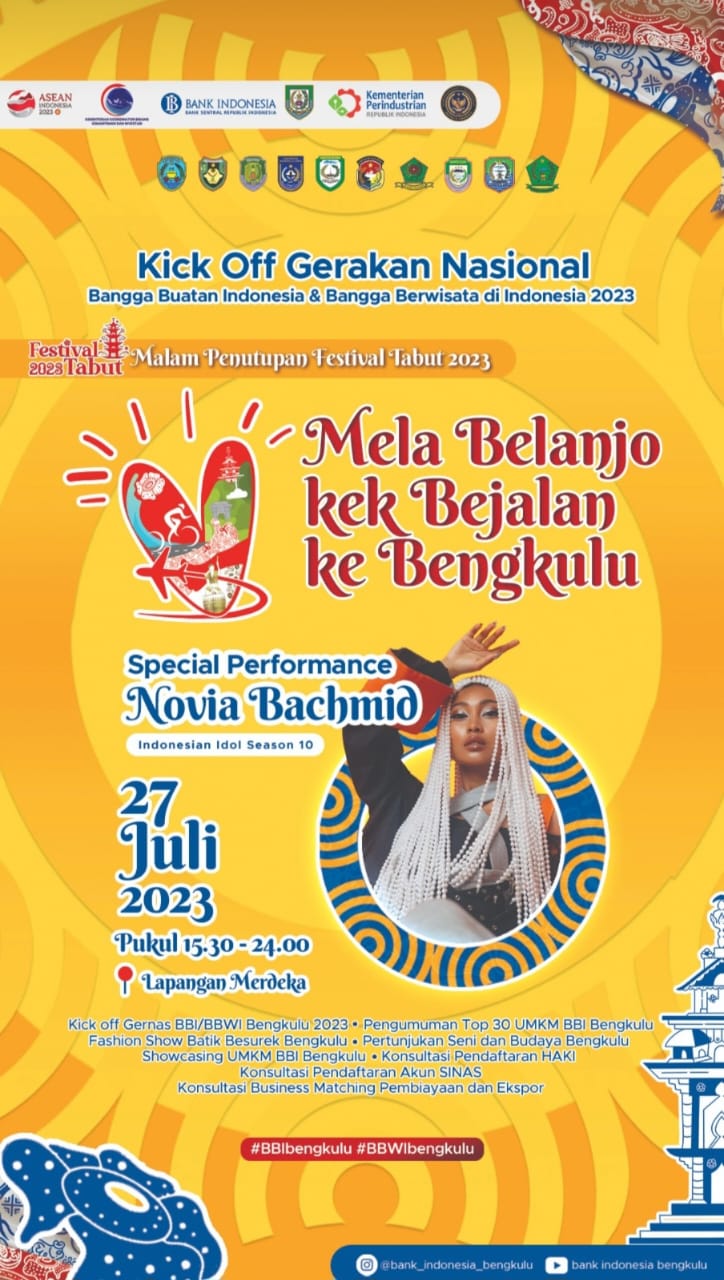 Penutupan Festival Tabut Bengkulu Malam Ini Bakal Dimeriahkan Penyanyi Jebolan Indonesian Idol
