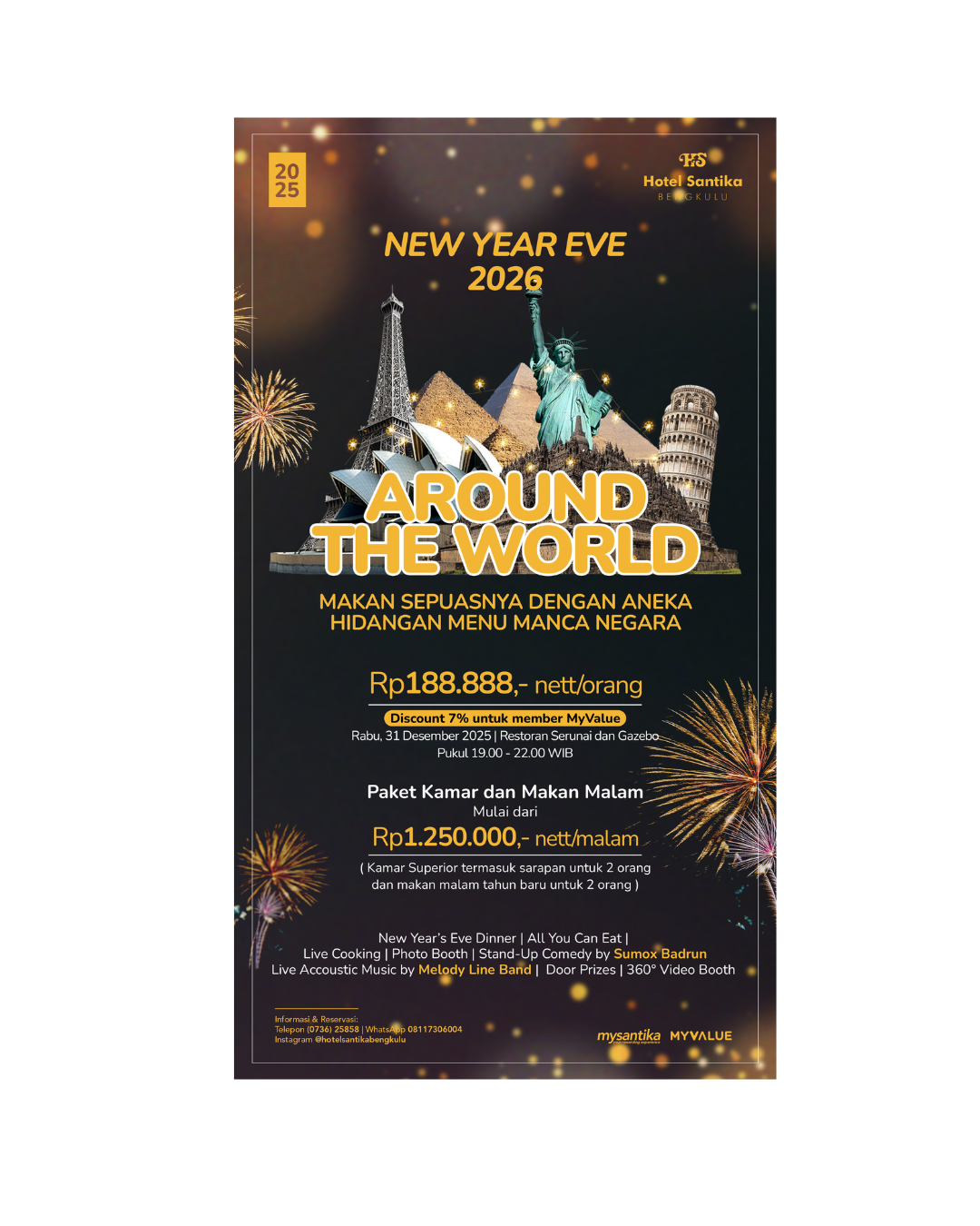 Tahun Baruan 'Keliling Dunia' di Hotel Santika Bengkulu, Ada Best Costume hingga Doorprize Voucher Menginap