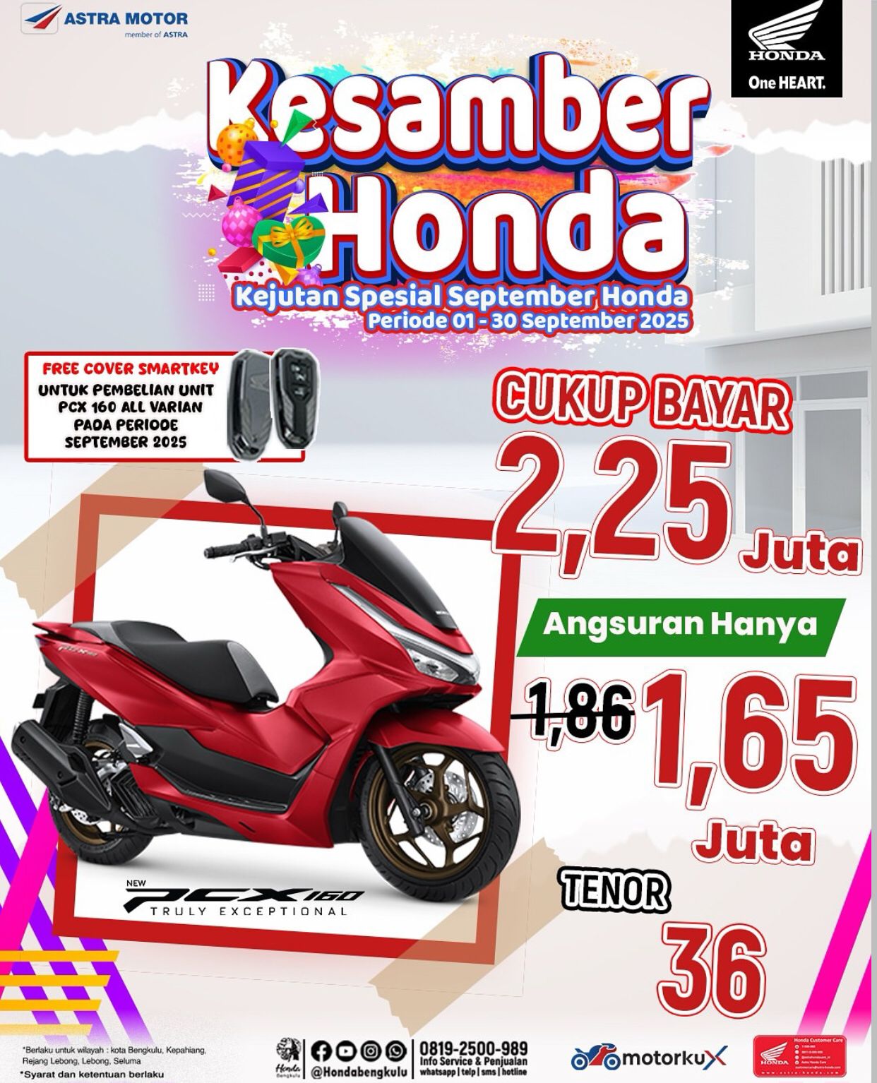 Kesamber Honda! Kejutan Spesial September: Cukup Bayar 2,25 Juta, Bawa Pulang PCX 160!