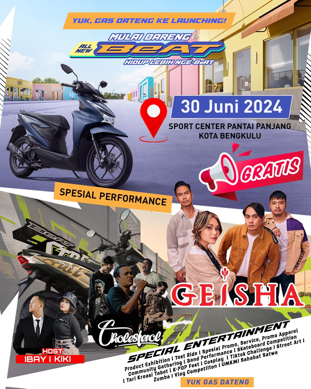 Launching All New Honda BeAT di Bengkulu, Gratis Nonton Geisha  