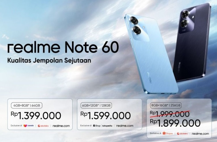 Simak Spesifikasi dan Daftar Harga Realme Note 60 Terbaru 