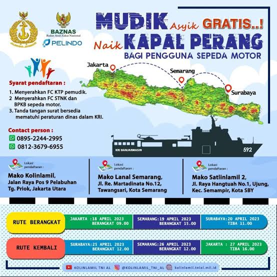 Mau Mudik Gratis Pakai Kapal Perang TNI AL? Ini Syarat dan Rutenya