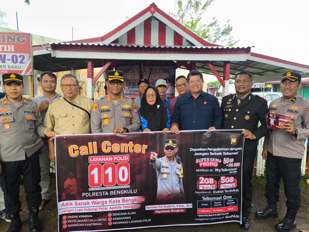 Telepon Gratis, Polresta Bengkulu Tempel 1.000 Stiker Call Center 110