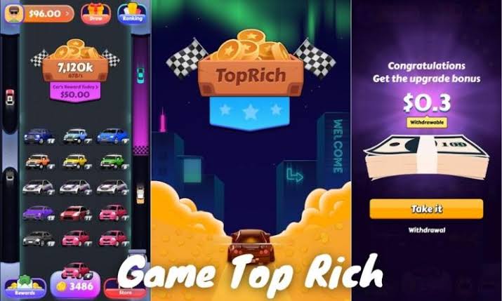 Aplikasi Game Terpercaya TopRich, Cuan Rp100 Ribu Saldo Gratis Tiap Hari Gak Perlu Undang Teman