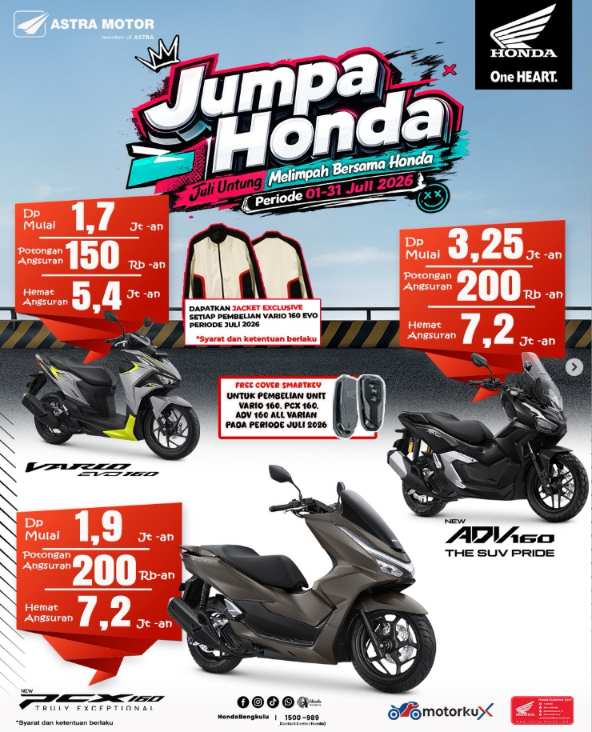 'Jumpa Honda' Juli 2026, Promo Melimpah, DP Ringan Hingga Bonus Menarik